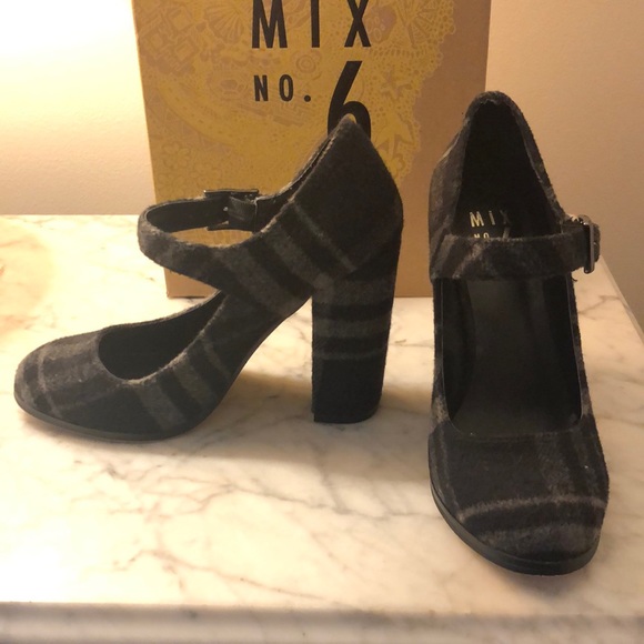 Mix No. 6 Grey flannel Mary Jane shoes with buckle - Picture 1 of 5